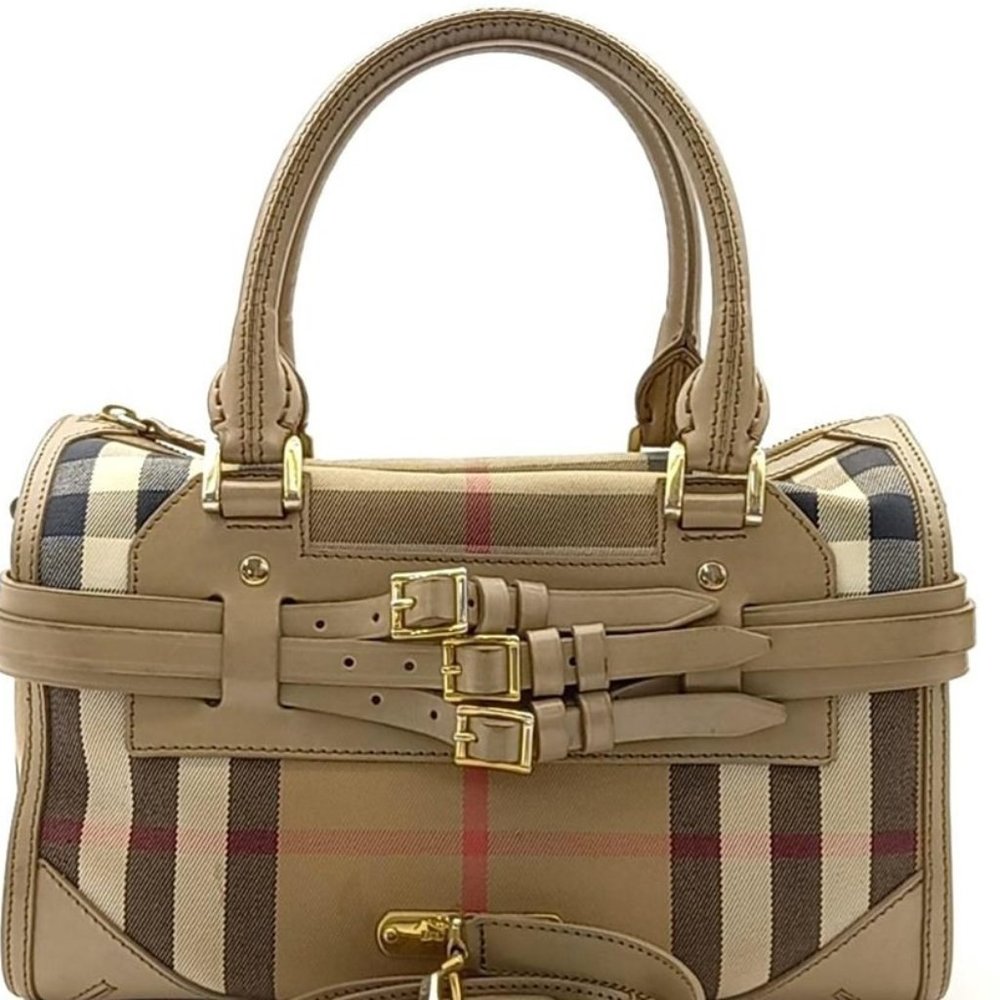 BURBERRY Beige Bridle House Check Handbag - Picture 2 of 16